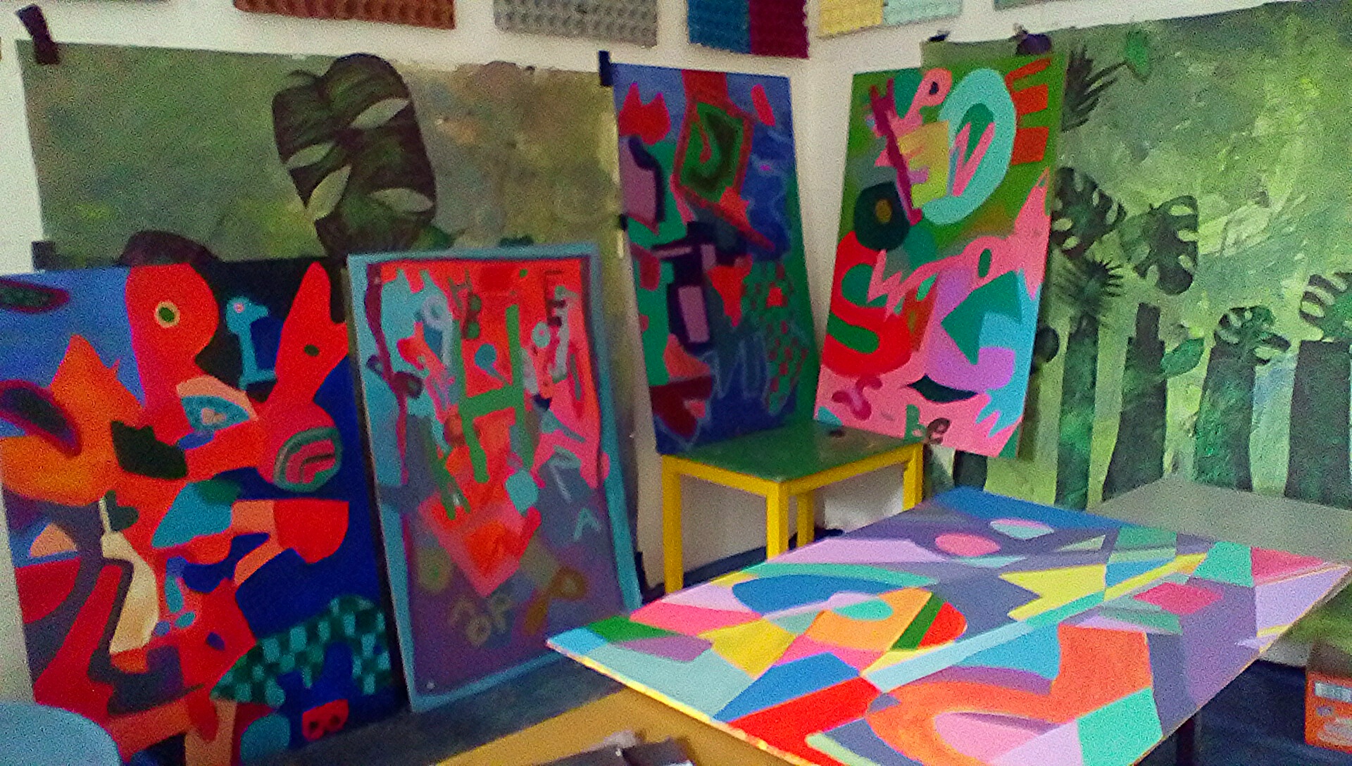 Colourful, large-scale paintings at The Children's Art School Holmfirth